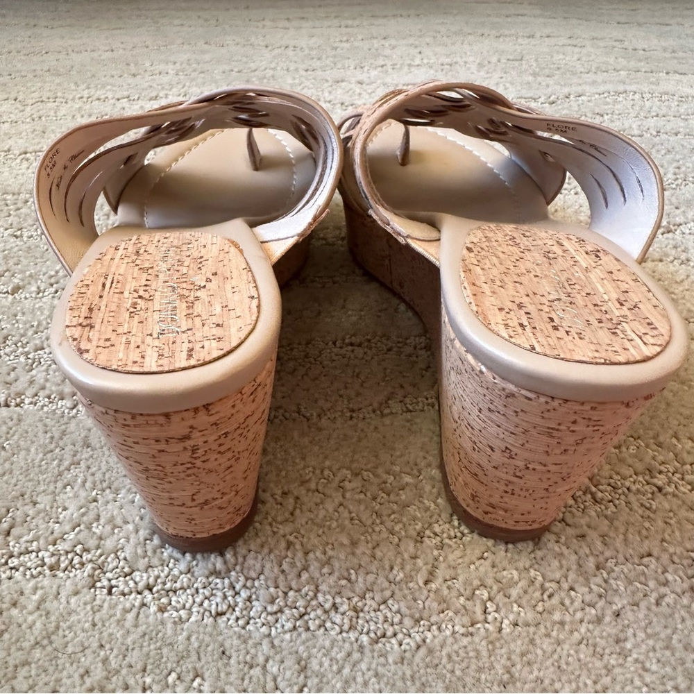 Donald J Pliner Flore Woven Strappy Platform Wedge Cork Slip On Sandals Tan 8.5 - Picture 5 of 16